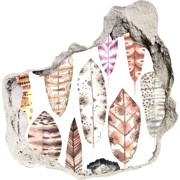 Diera 3D fototapety na stenu Farebné listy v diere v stene