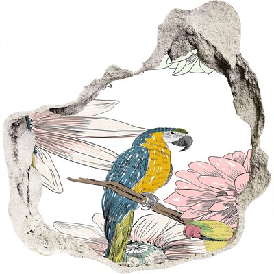 Samolepiaca diera nálepka Papagáje a kvety