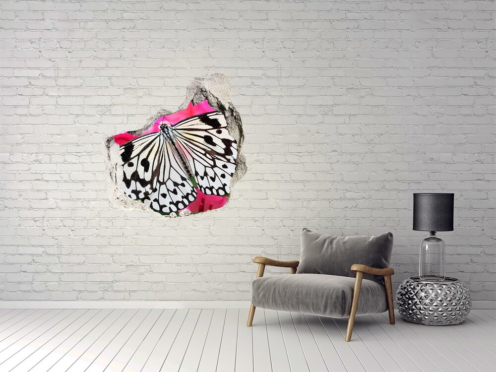 Nálepka diera na stenu Motýľ na kvetine