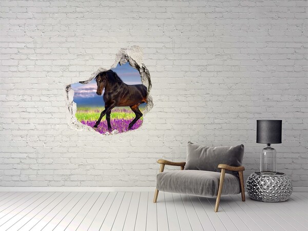 Fototapeta diera na stenu 3D Kôň v poli levandule