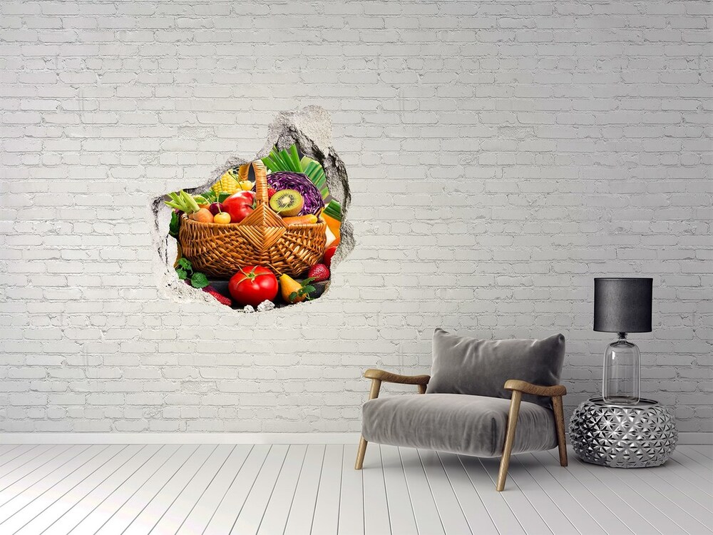 Fotoobraz diera na stenu nálepka Košík ovocie zelenina