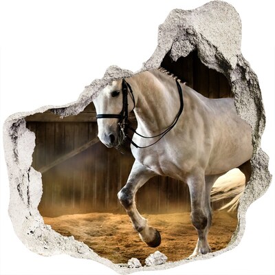 Diera 3D foto tapeta nálepka Biely kôň v stajni