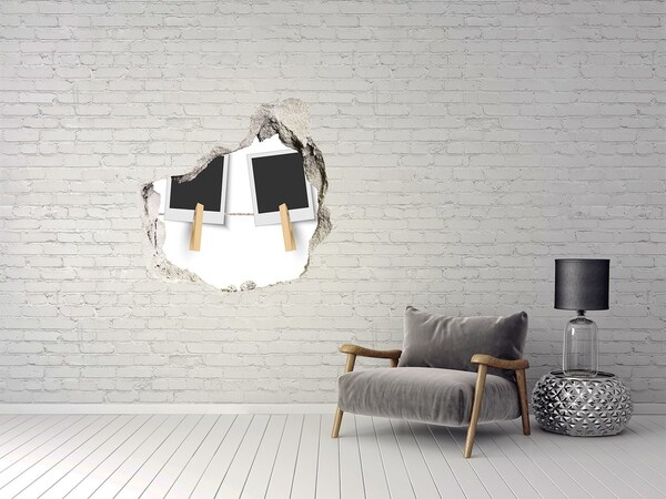 Fototapeta diera na stenu 3D Poškodená stena s obrazovými rámami