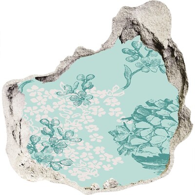 Samolepiaca diera nálepka Kvetinová maľba s dierou v stene