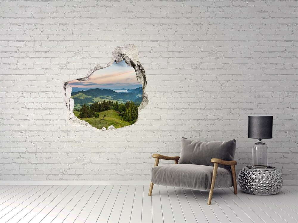 Díra 3D ve zdi nálepka Panorama pieniny