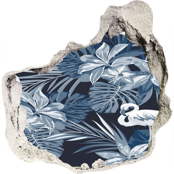 Nálepka 3D diera samolepiaca Tropický raj s plameniakmi