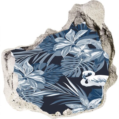 Nálepka 3D diera samolepiaca Tropický raj s plameniakmi