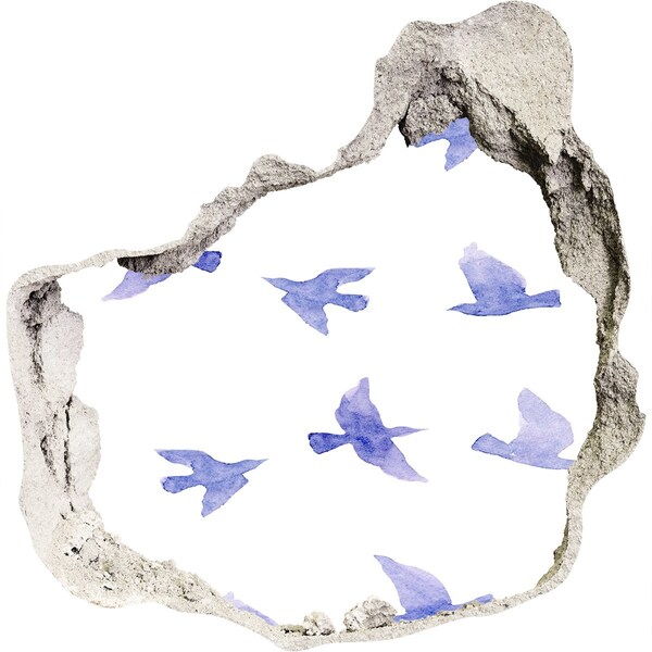 Nálepka fototapeta 3D výhľad Obloha s vtákmi v diere v stene