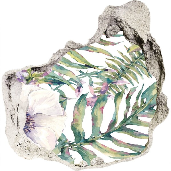 Nálepka diera na stenu betón Tropická záhrada za múrom