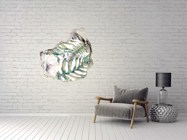 Nálepka diera na stenu betón Tropická záhrada za múrom