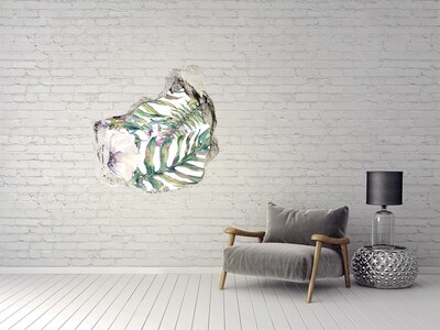 Nálepka diera na stenu betón Tropická záhrada za múrom