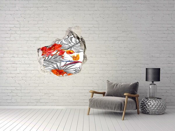Nálepka fototapeta 3D na stenu Plameniaky a kvety