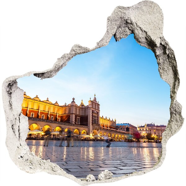 Nálepka 3D diera na stenu Krakov pri západe slnka