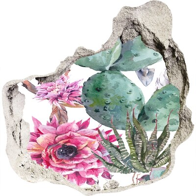 Nálepka 3D diera na stenu Kaktusy