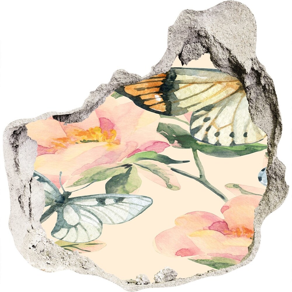 Diera 3D foto tapeta nálepka Motýle a kvety