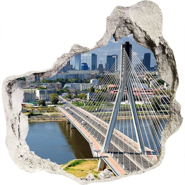 Nálepka 3D diera na stenu Most vo Varšave