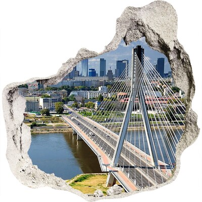 Nálepka 3D diera na stenu Most vo Varšave