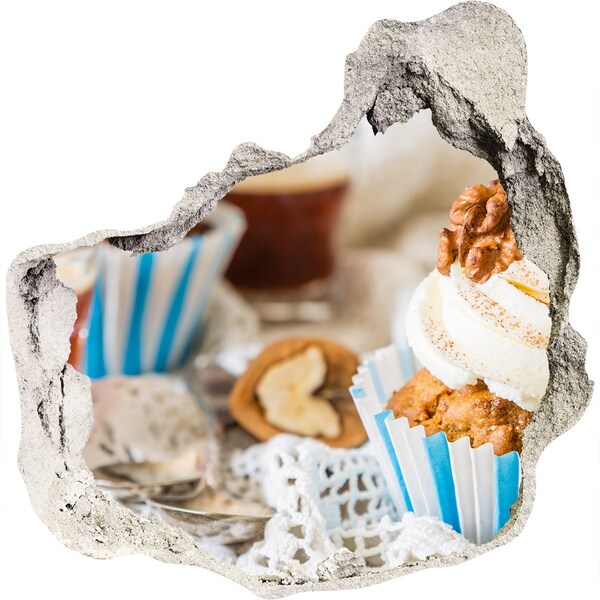 Nálepka 3D diera na stenu Sladký raj s koláčikmi