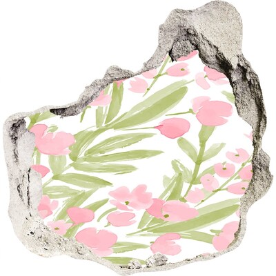 Fototapeta diera na stenu 3D Kvetinový motív Diera v stene