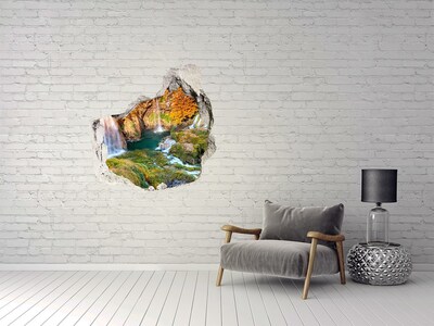 Fototapeta diera na stenu 3D Vodopád na jeseň