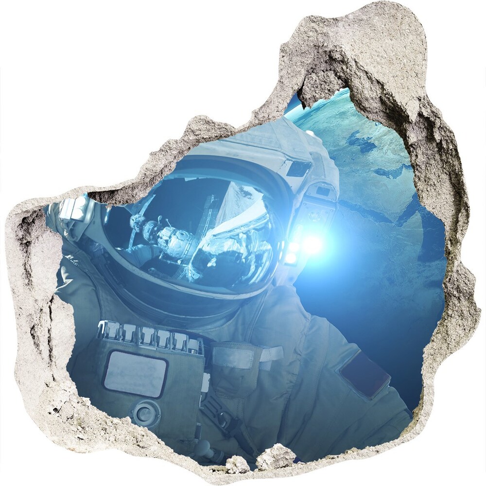Nálepka 3D diera na stenu Kozmonaut