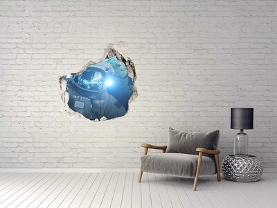 Nálepka 3D diera na stenu Kozmonaut