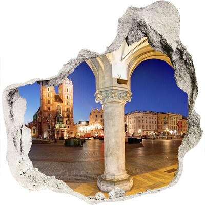 Samolepiaca nálepka na stenu Hlavné trhové námestie v Krakove v noci