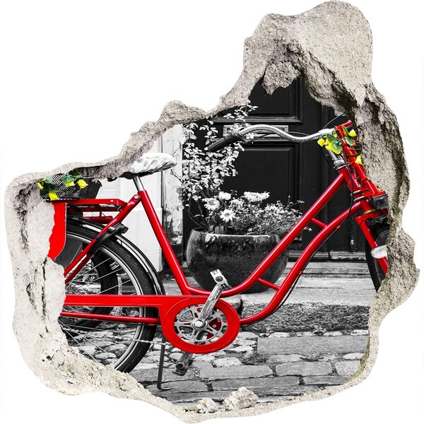 Diera 3D fototapety na stenu Červený bicykel v mestskom prostredí