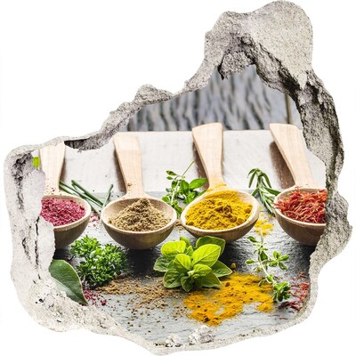 Diera 3D fototapety nálepka Kuchynské korenie v drevených lyžiciach