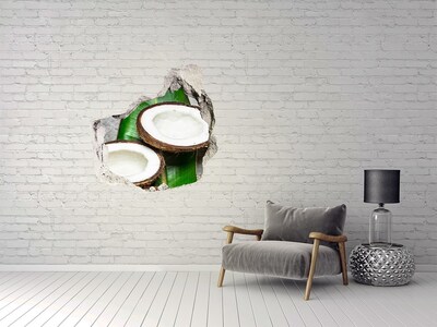 Nálepka 3D diera na stenu Polovičky kokosových