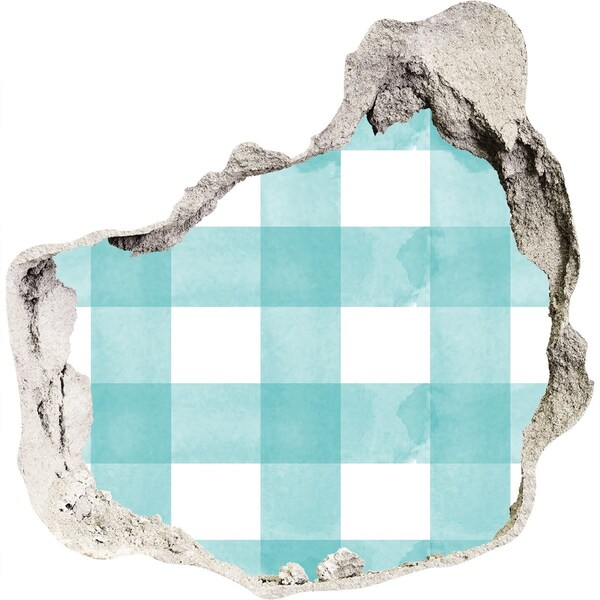 Nálepka 3D diera samolepiaca Poškodená stena s modrou mriežkou