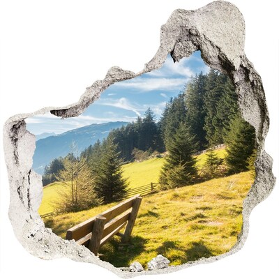Díra 3D ve zdi nálepka Jeseň v horách