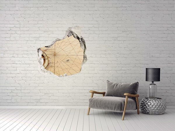 Fototapeta diera na stenu 3D Kompas na mape