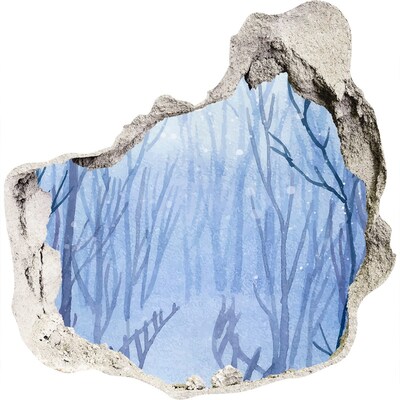 Fototapeta diera na stenu 3D Zimná krajina cez dieru v stene