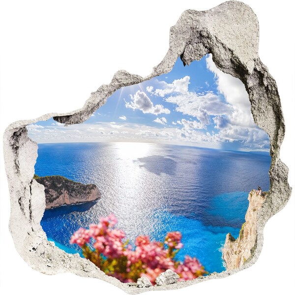 Diera 3D v stene na stenu Výhľad z útesu nad morom