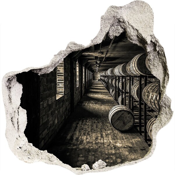 Nálepka 3D diera samolepiaca Interiér pivnice so sudmi