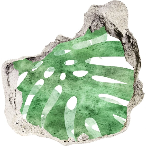 Foto fotografie diera na stenu Zelený list v poškodenej stene