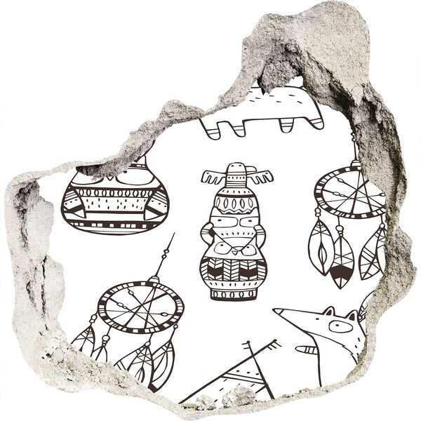 Nálepka 3D diera samolepiaca Etnické vzory na pozadí steny