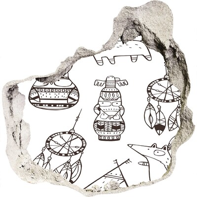 Nálepka 3D diera samolepiaca Etnické vzory na pozadí steny