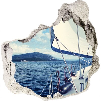 Samolepiaca nálepka fototapeta Jachta na mori pozadí