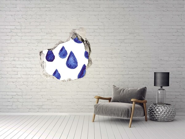 Nálepka 3D diera na stenu Kvapky vody na stene