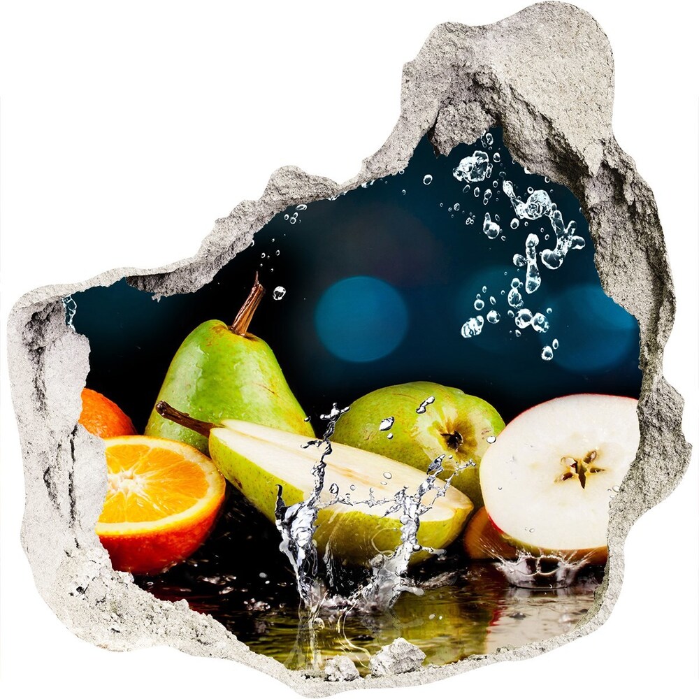 Nálepka 3D diera betón Ovocie a vody