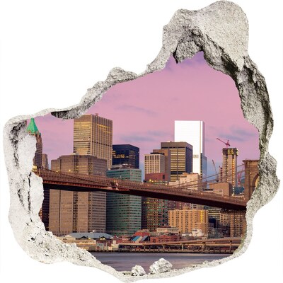 Nálepka 3D diera samolepiaca Pohľad na Brooklynský most v New Yorku