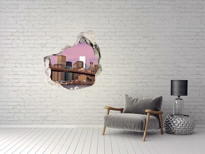 Nálepka 3D diera samolepiaca Pohľad na Brooklynský most v New Yorku