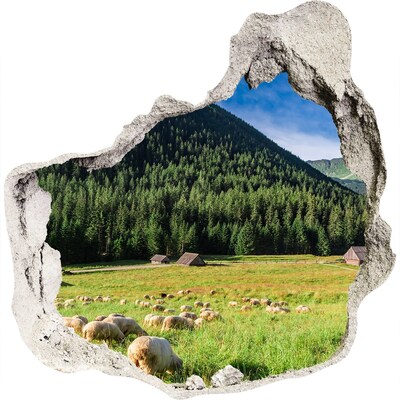 Nálepka 3D diera na stenu Ovce v tatrách