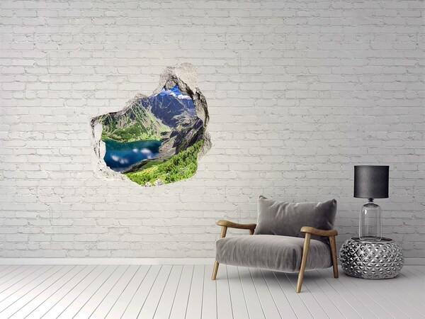 Nálepka 3D diera na stenu Čierny rybník tatry