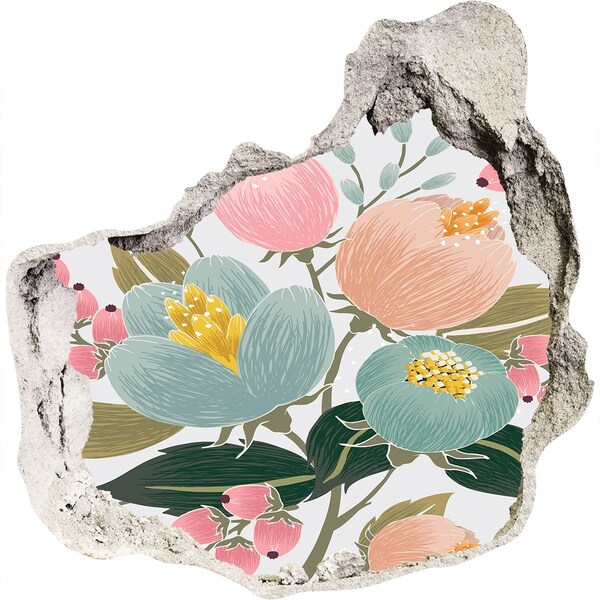 Nálepka 3D diera na stenu Kvetinová nástenná maľba na poškodenej stene