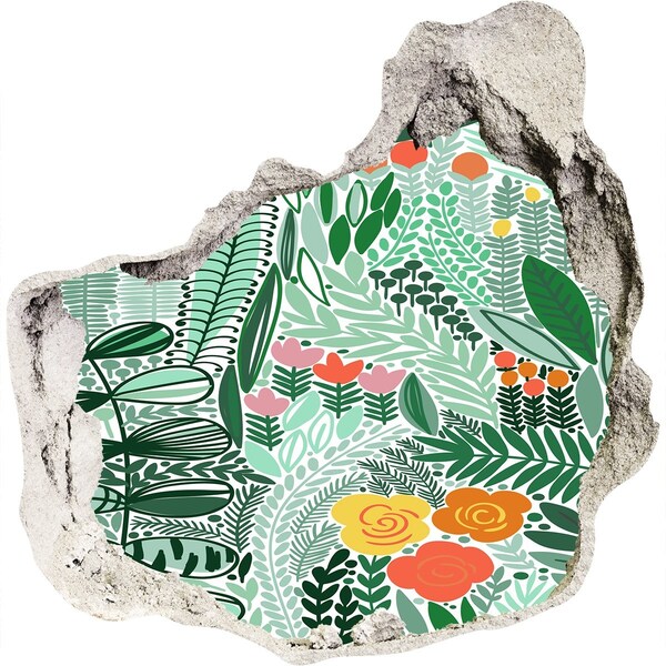 Diera 3D fototapety nálepka Kvetinová záhrada Diera v stene