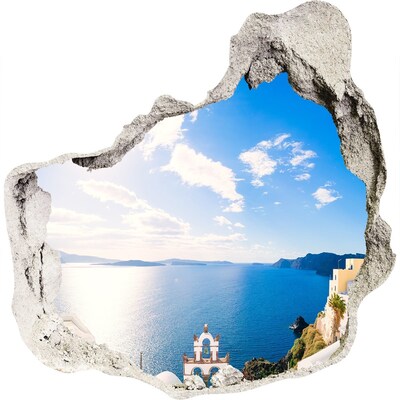 Nálepka 3D diera na stenu Santorini, grécko