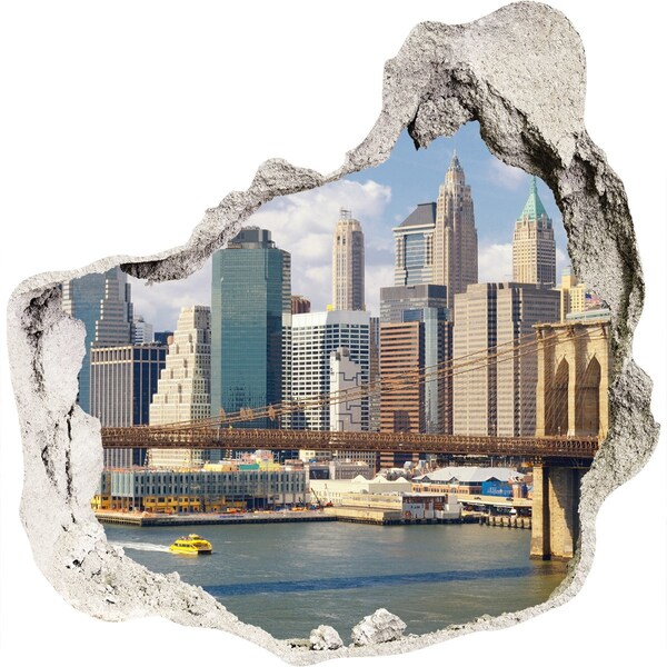 Fototapeta diera na stenu New York za dierou v stene